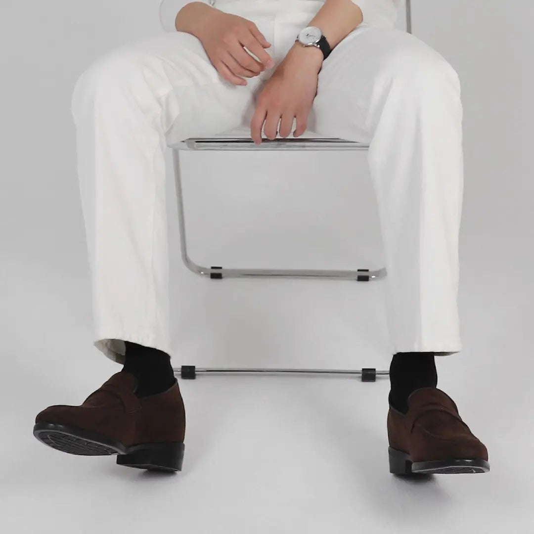 6cm UP スエードローファー no03 メンズシークレットローファー LEVANO